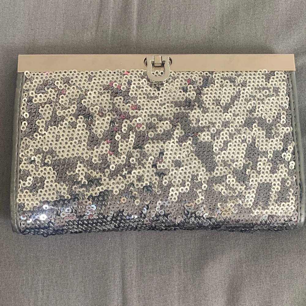 Sequin Evening Clutch Wallet - Silver